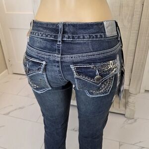 Maurices Dark Blue Skinny Jeans with Silver Accents